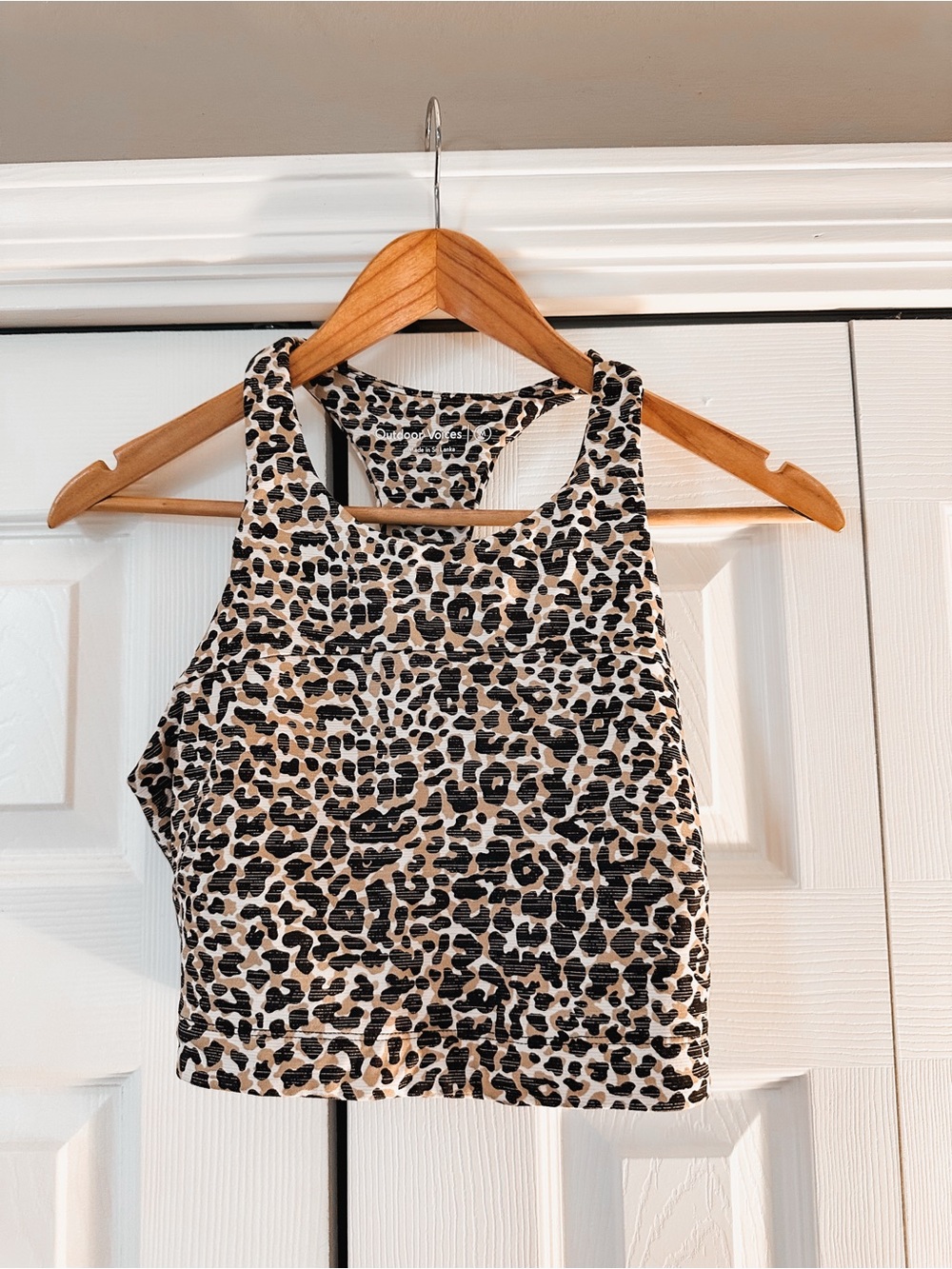 Outdoor voice leopard longline sports bra